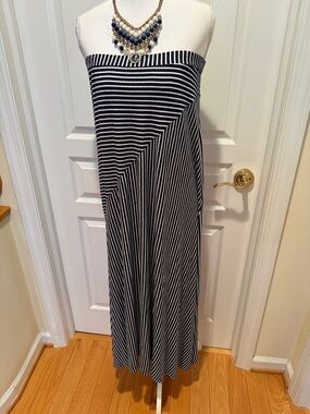 Style & Co. Black and White Strapless Maxi Dress